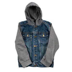 Ring of Fire NWT Boys Denim Snap Button Jacket  Gray Hoodie Sz Lg